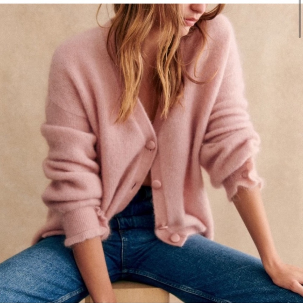 Pink Button-Up Women's Sweater